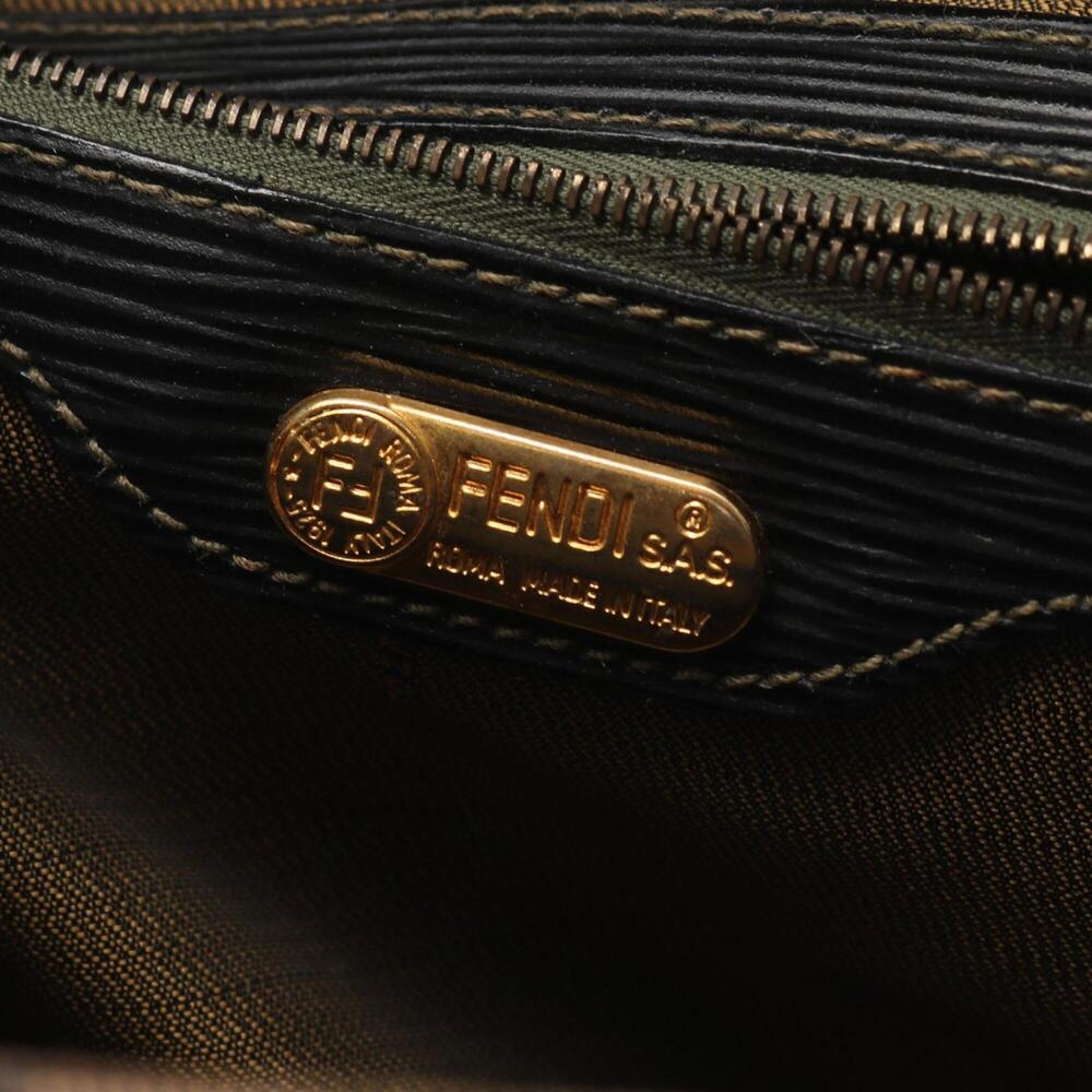 Fendi Zucca handbag, canvas and leather, women's, brown black. - Picture 4 of 7